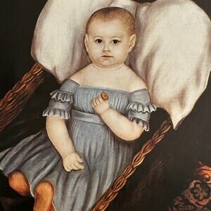 Baby in Wicker Basket, Joseph W Stock, Naive Art, Book Page, ~ 250727-WH 190 A